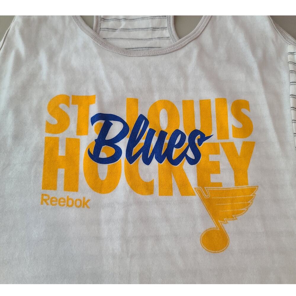 Reebok St Louis STL Blues white grey striped tank - medium
